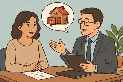 Illustration of a property consultant advising a rental property owner.